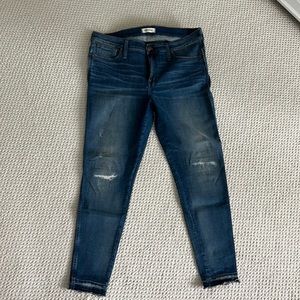 Madewell High-Rise Skinny jean, ripped and repaired wash full length denim